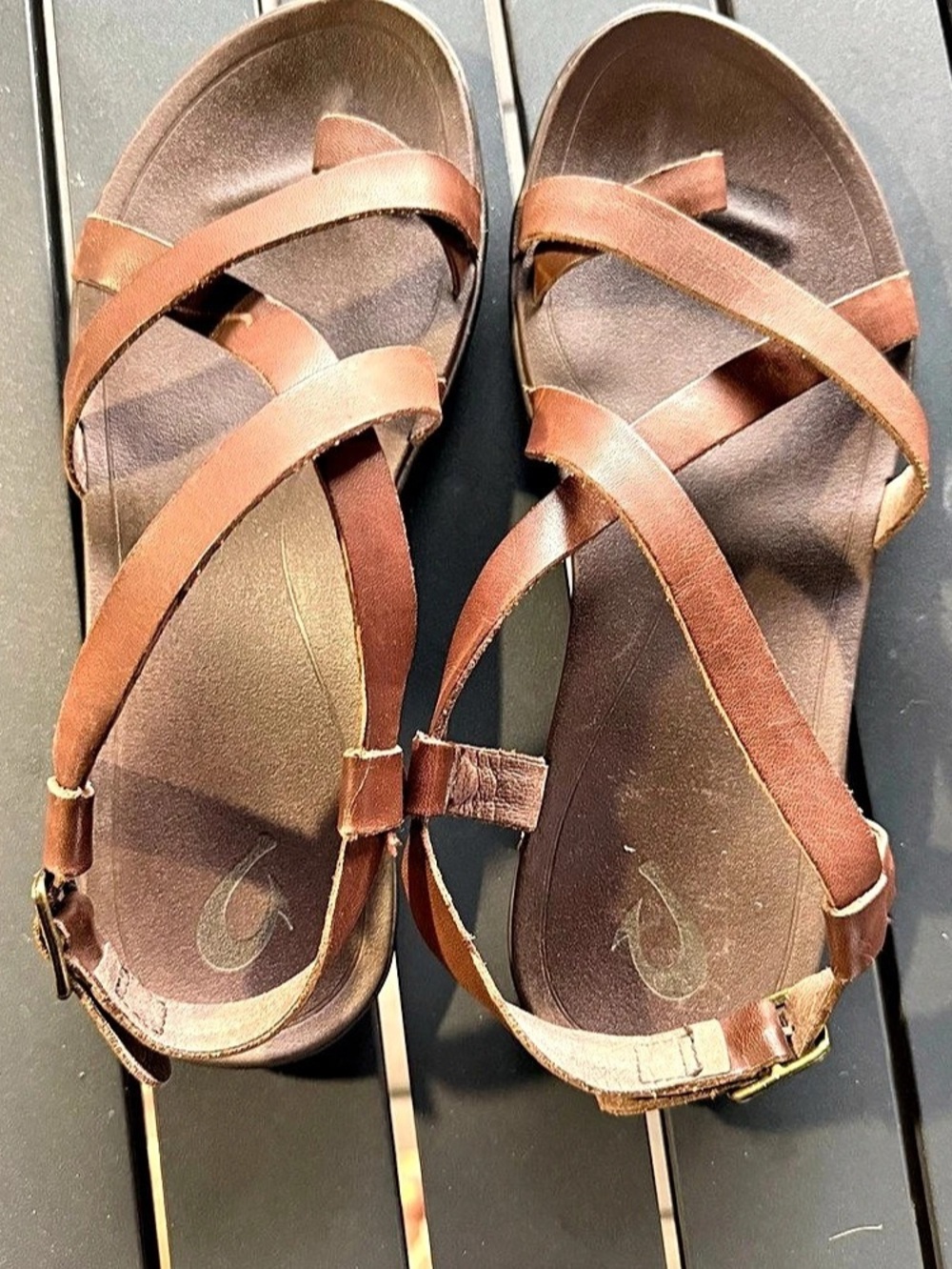 Olukai Upena Leather Strappy Sandals US 9